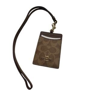 COACH Outlet ID Lanyard Signature CanvasTan/Brown